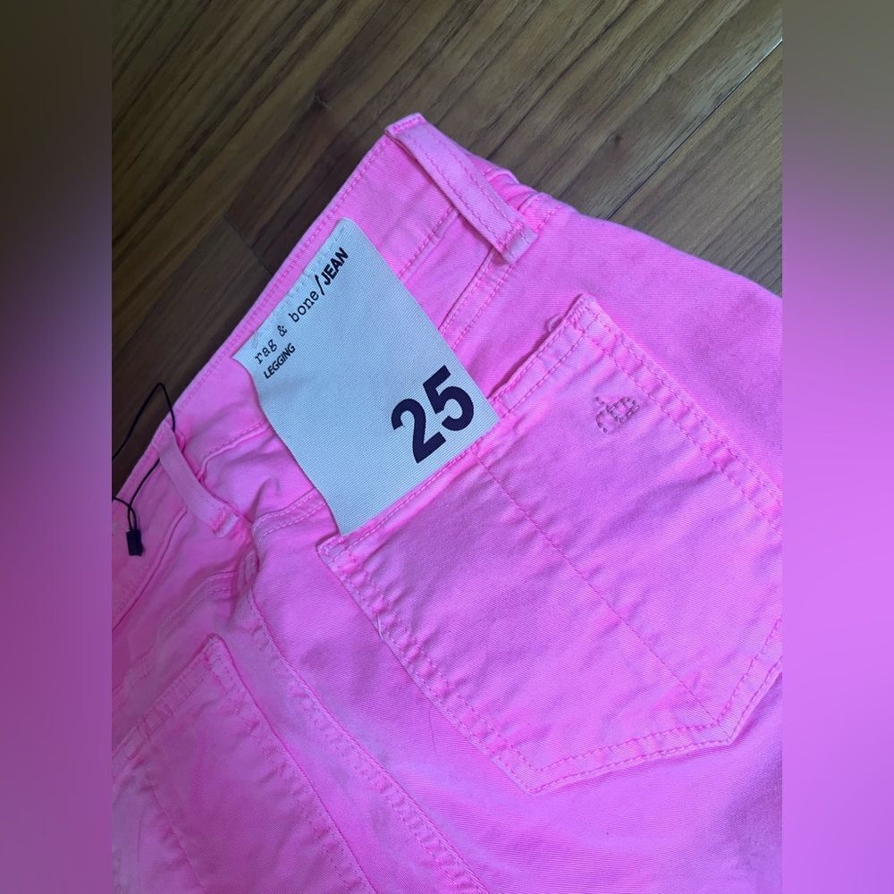 Rag & Bone neon pink jean legging size 25 - Picture 11 of 12